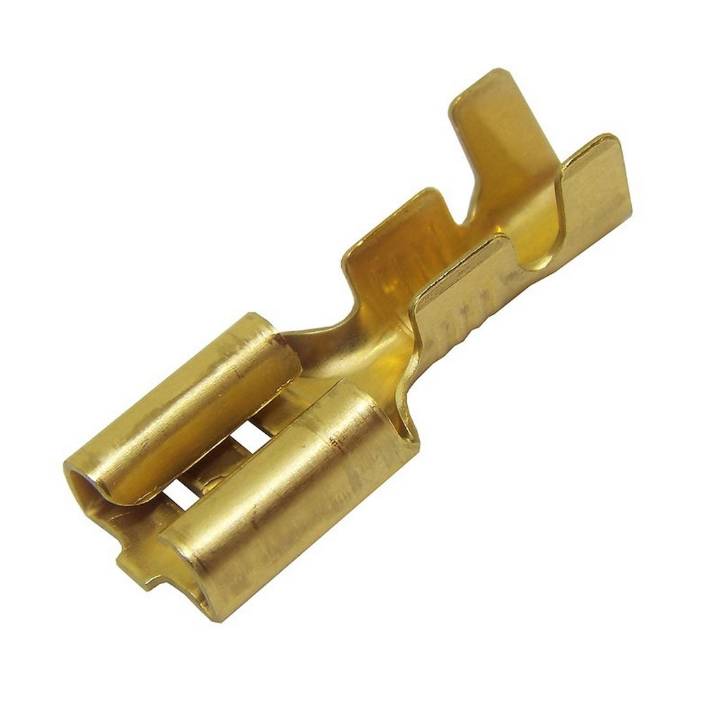 6.3mm Brass Female Spade Terminal without Lock-in Tabs PK 50