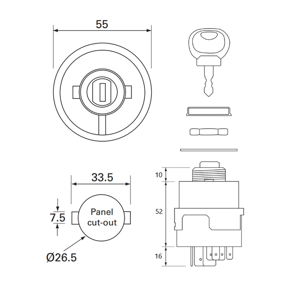 4 Position Waterproof Diesel Ignition Switch