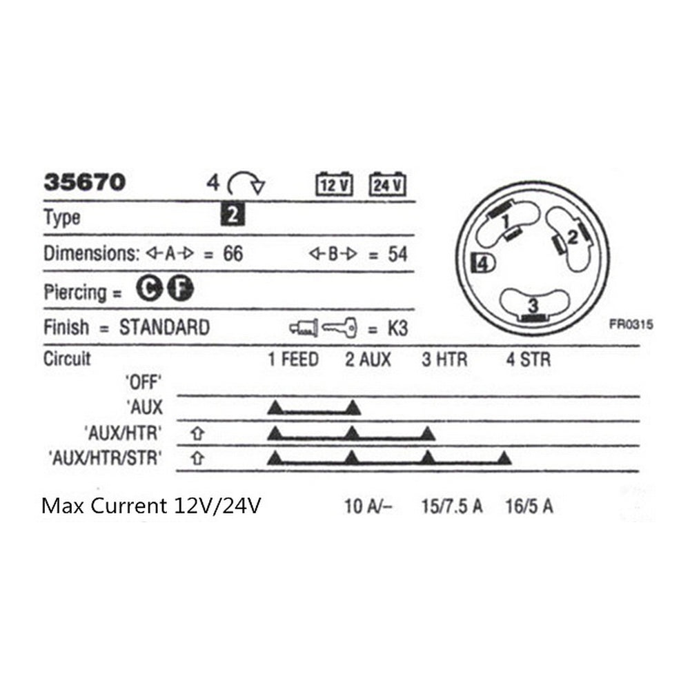 4 Position Ignition Switch - Off/Ignition/Pre-Heat/Heat Start