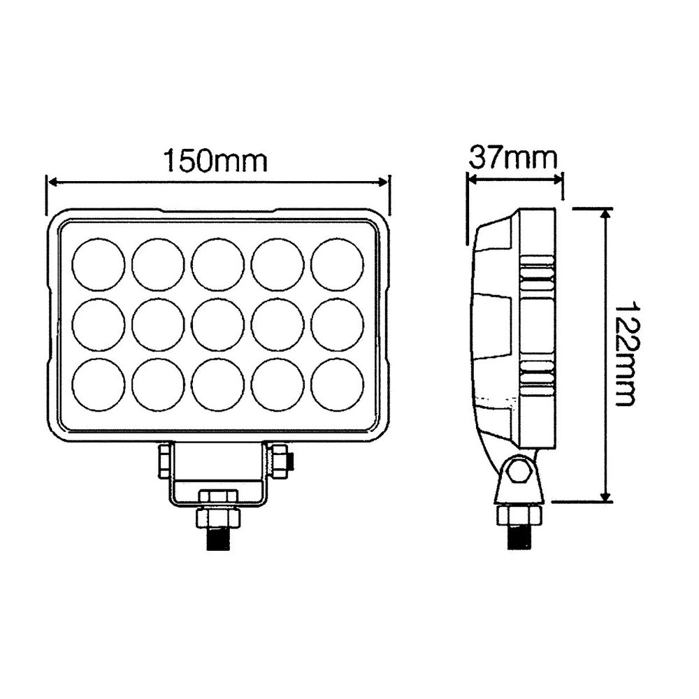 Advanced Rectangular LED Work Light Black Housing 12/24V DC