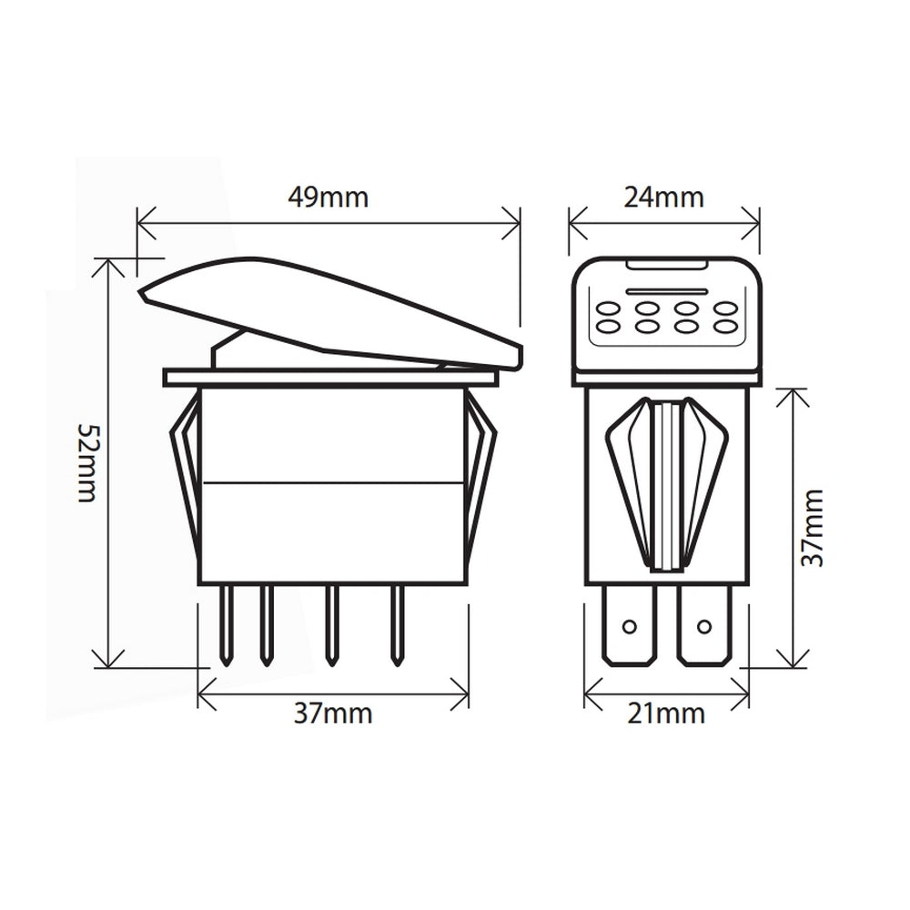 218 Series Rocker Switch On-Off - SP - 12/24V DC No Illumination