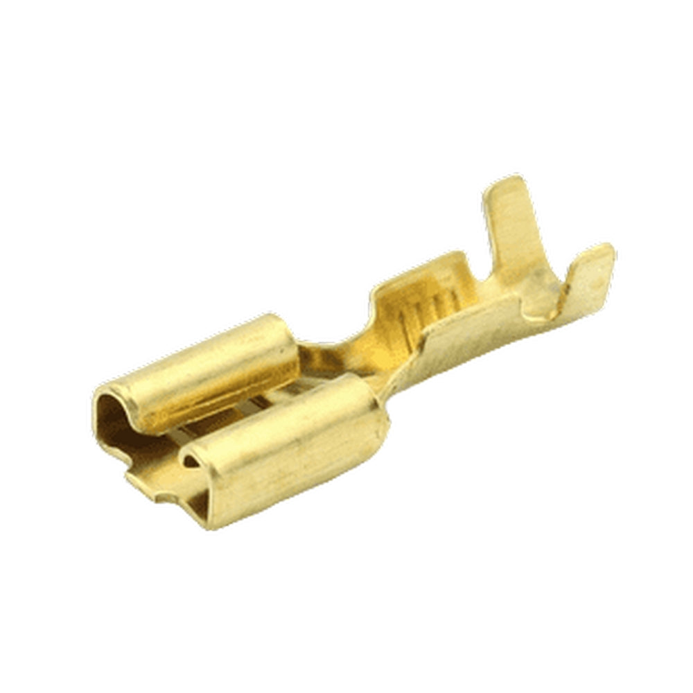 6.3mm Brass Female Spade Terminal with Lock-in Tabs PK 50