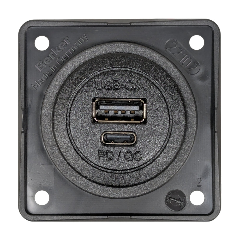 Berker USB A &amp; C Charging Socket - Anthracite Black