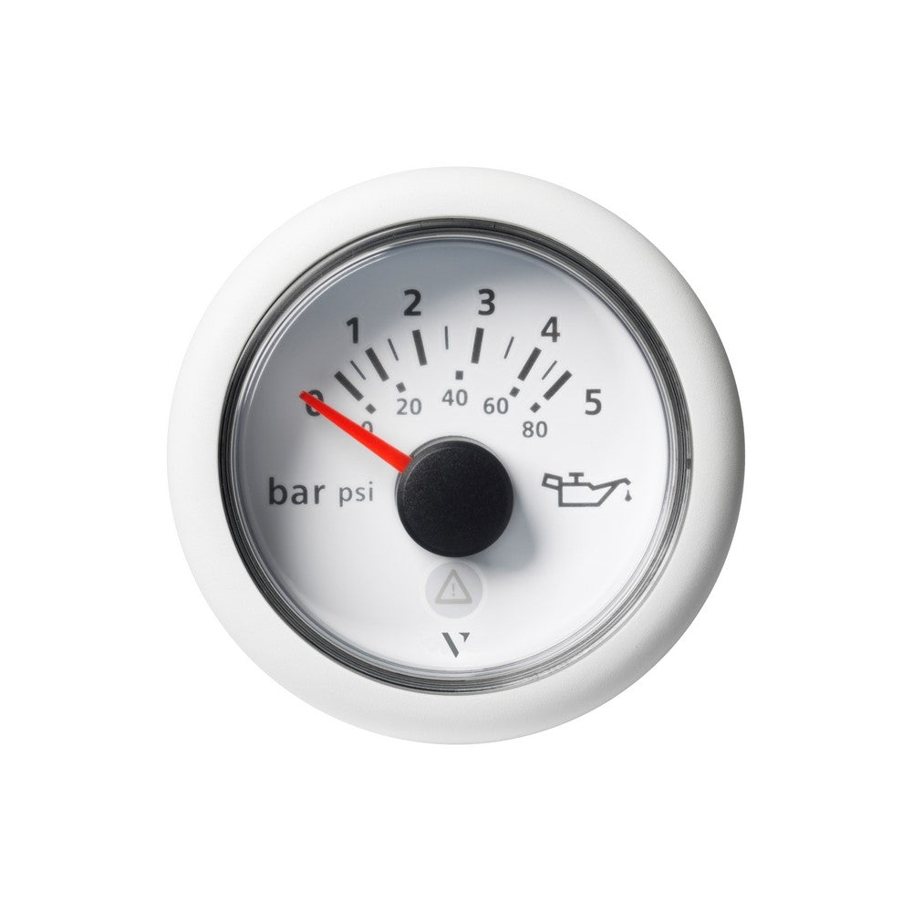 Veratron VDO Viewline Pressure Gauge 0-5 Bar - 52mm - White