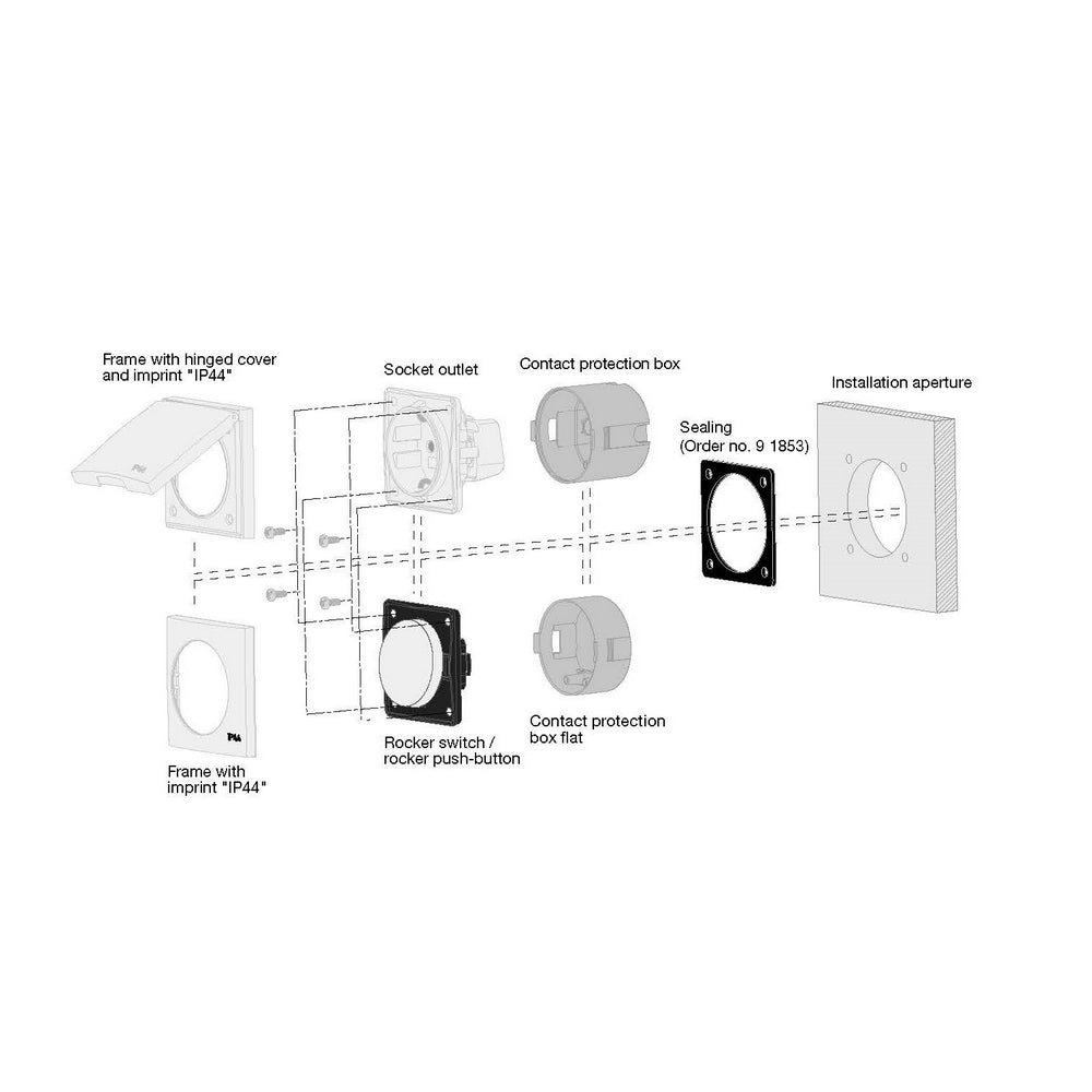 Berker Integro Flow - IP44 Seal for 1 Gang Frame with Hinged Cover