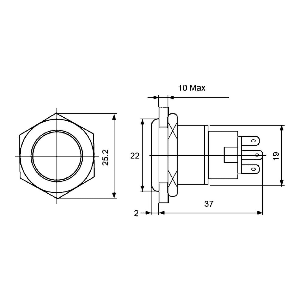 Anti Vandal Stainless Steel Push Switch with Connector