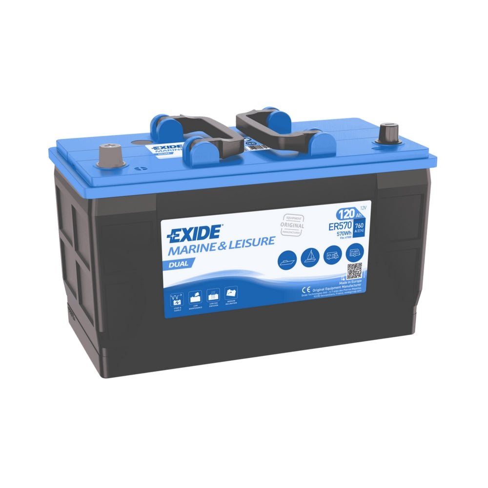 Exide Marine &amp; Leisure - Dual Flooded Battery - 120Ah / 760CCA