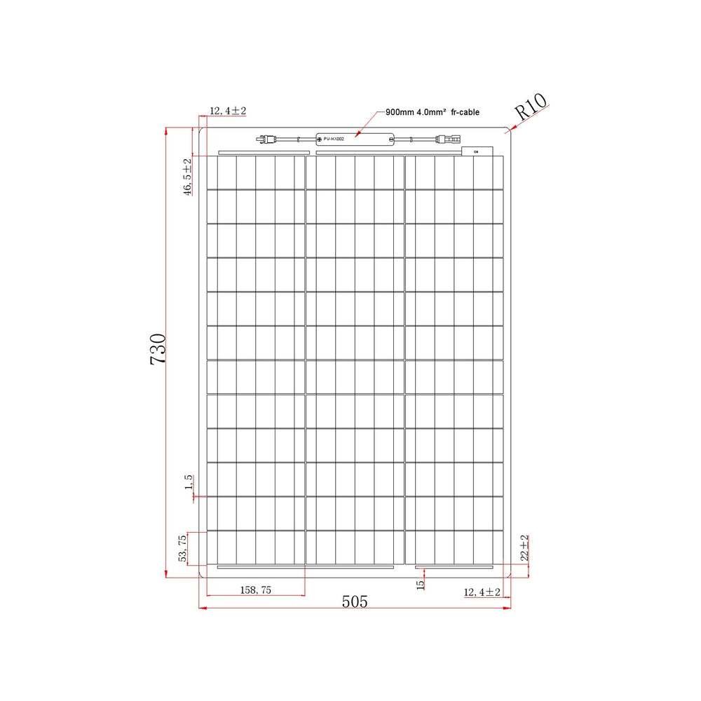 60W BLACK SEMI-FLEXIBLE SOLAR PANEL