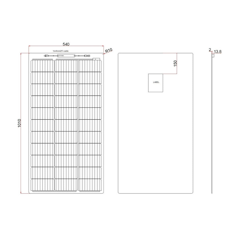 100W BLACK SEMI-FLEXIBLE SOLAR PANEL