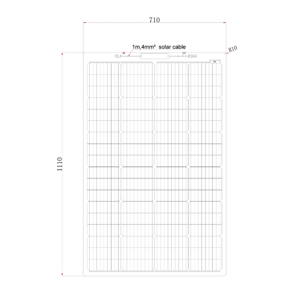 150W BLACK SEMI-FLEXIBLE SOLAR PANEL