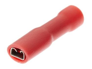 Fully Insulated 2.8mm Female Spade Terminal - 0.5-1.5mm² Cable (Red) Pack of 50
