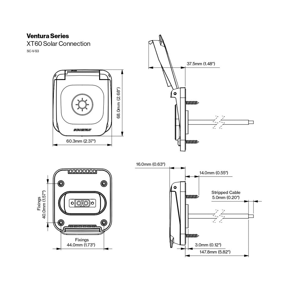 Scanstrut Ventura Series XT60 Waterproof Solar Connection
