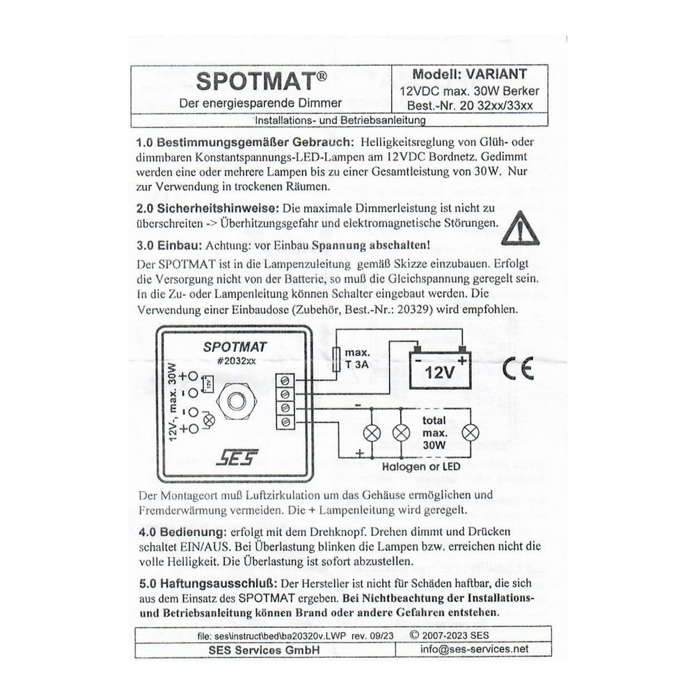 Rotary LED Dimmer Switch 12V 30W
