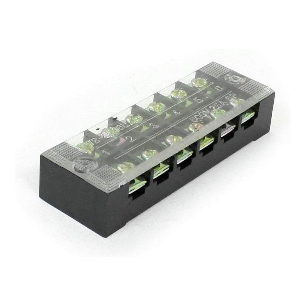 6 Way Screw Terminal Block with Cover 25A