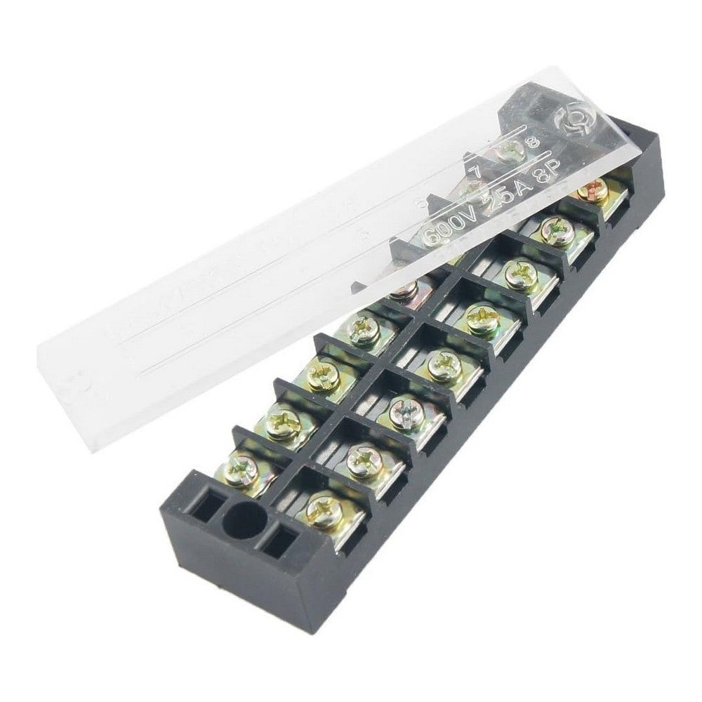 8 Point Terminal Block 8 Way Screw Terminal Block with Cover 25A - Furneaux Riddall