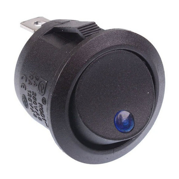 On-Off Round Rocker Switch with 12V Illuminated Dot 20mm - Furneaux Riddall