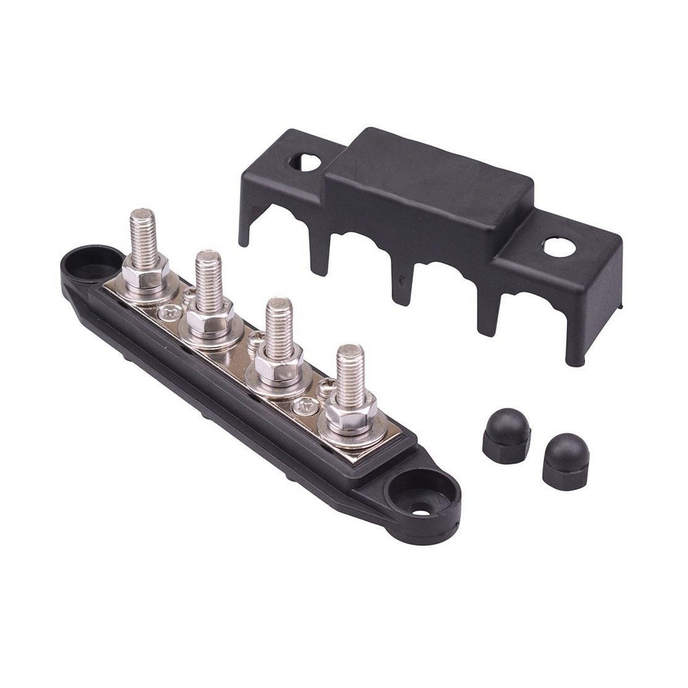 250A 4 Stud M8 Busbar with Cover Black
