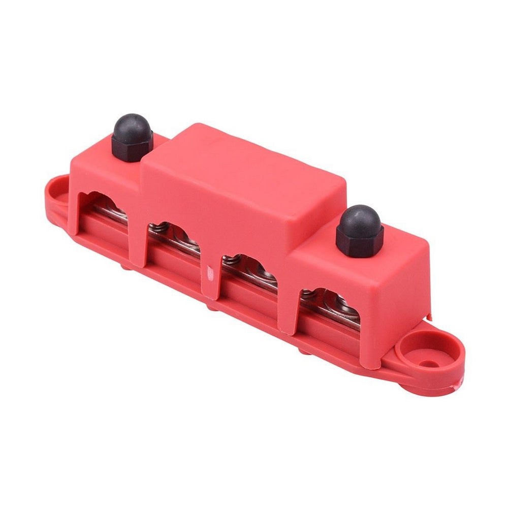 250A 4 Stud M8 Busbar with Cover Red