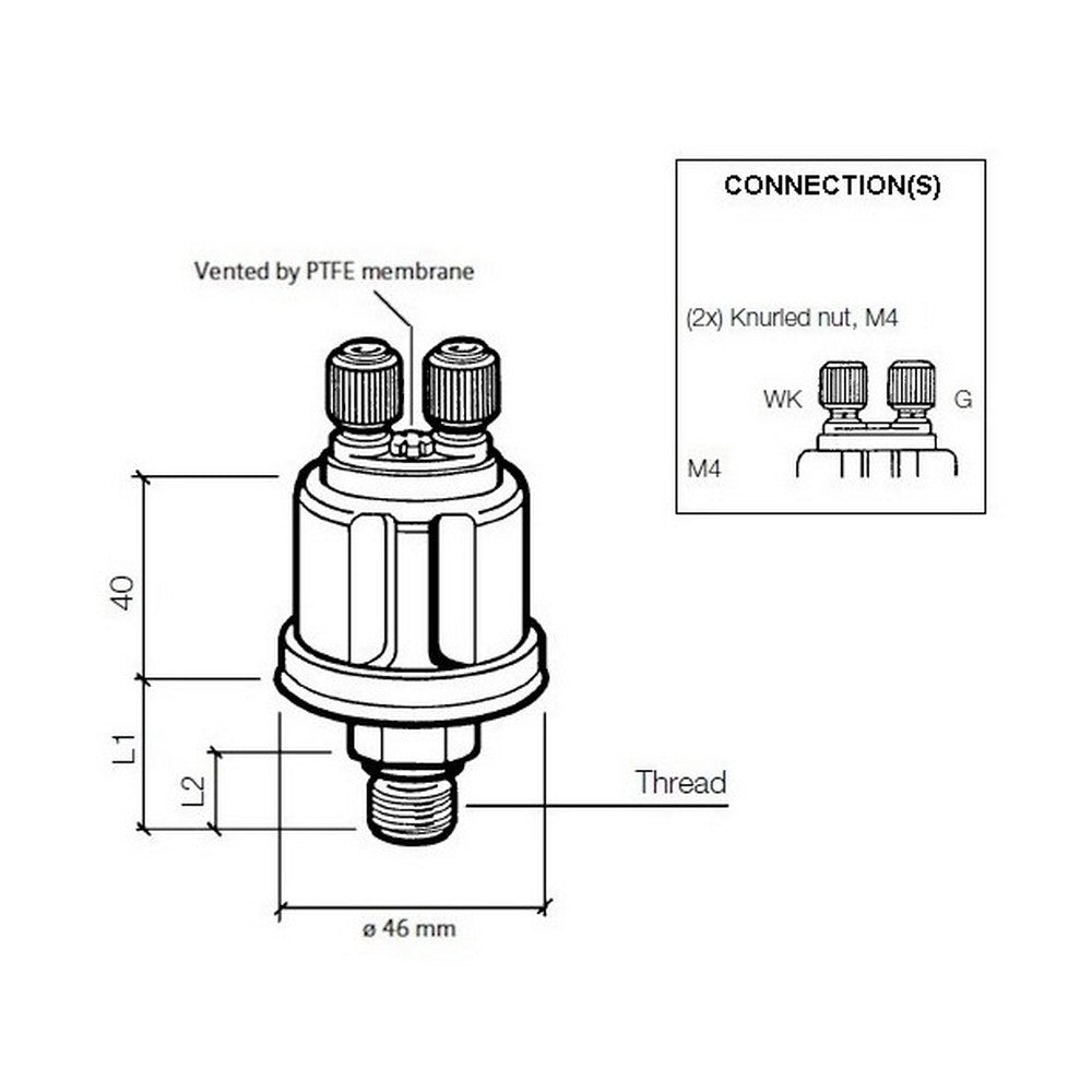 VDO Pressure Sender 10 Bar Insulated Return 1/8-27 NPTF (32/14)