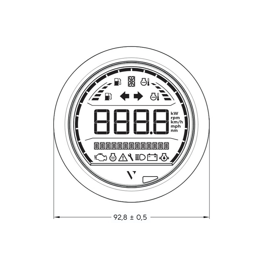 Veratron VL Digital Tachometer Gauge - Black - 85mm
