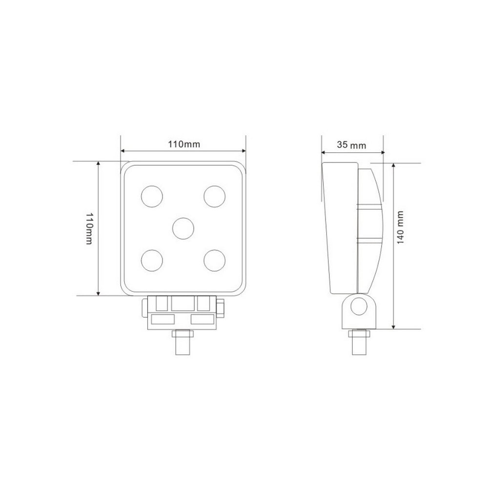 Square LED Work Light Black Housing- 12/24V DC