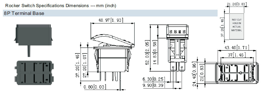 218 Series Rocker Switch Flash/Off/Flash - DP - 12/24V DC with Illumination