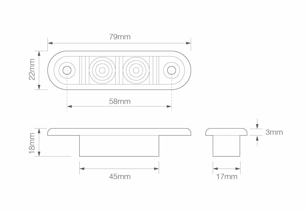 Oblong LED Courtesy Light 12/24V