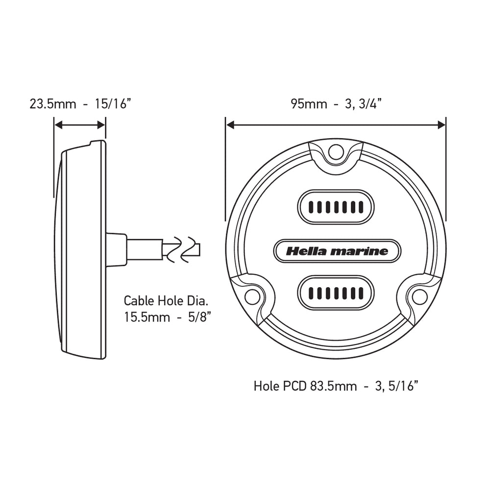 Hella Marine Apelo A1 Blue/White Underwater Light 1800 Lumens (Charcoal Lens)