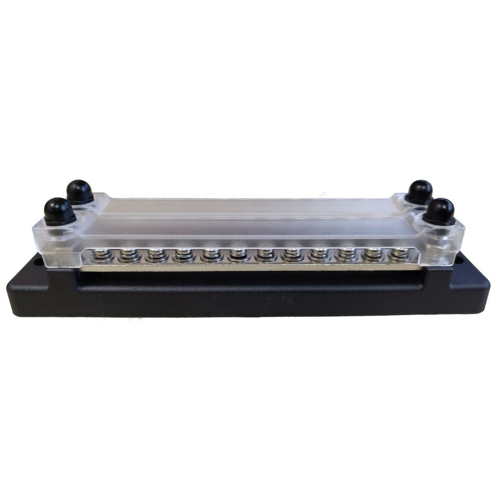 150A 2 x 12 Screw Tinned Busbar with Transparent Cover
