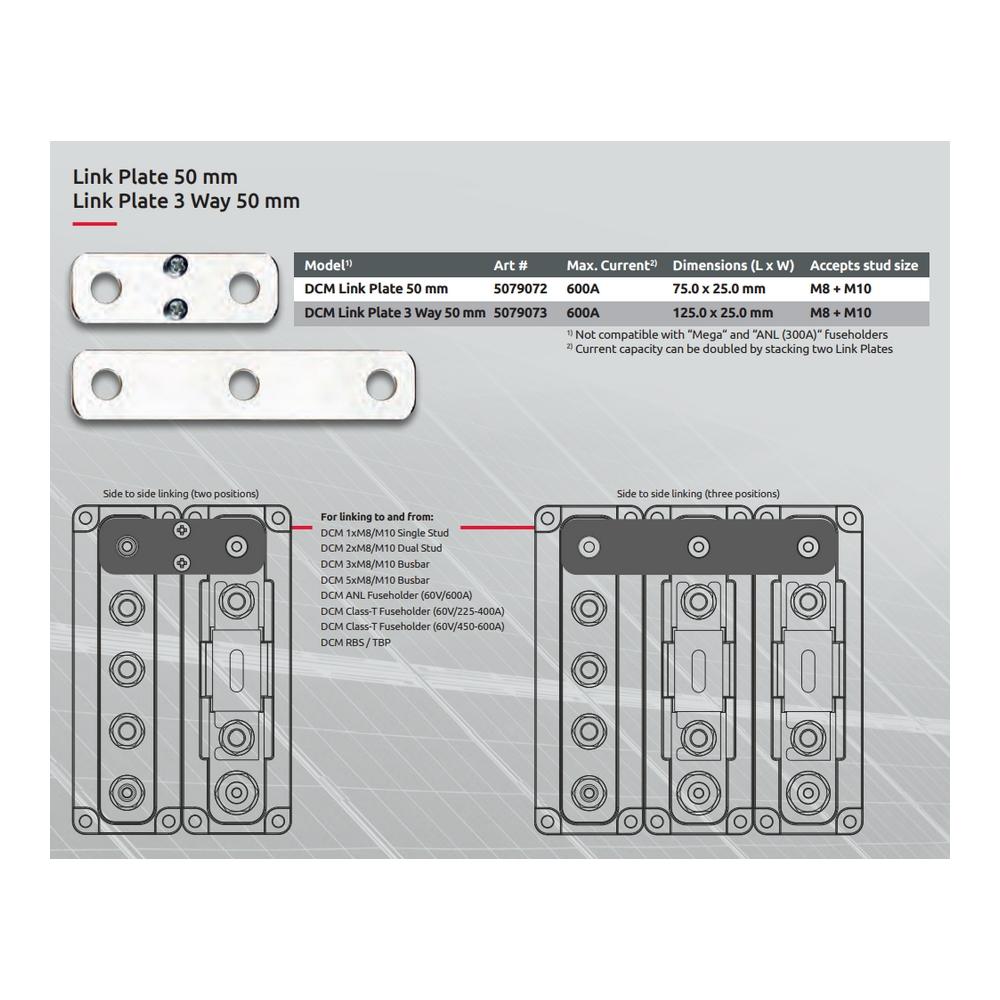 TBS DCM Link Plate 3 Way 50mm Pitch (600A)