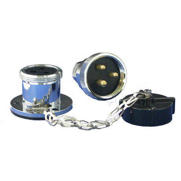 3 Pin 3A Chrome Deck Plug & Socket - Furneaux Riddall