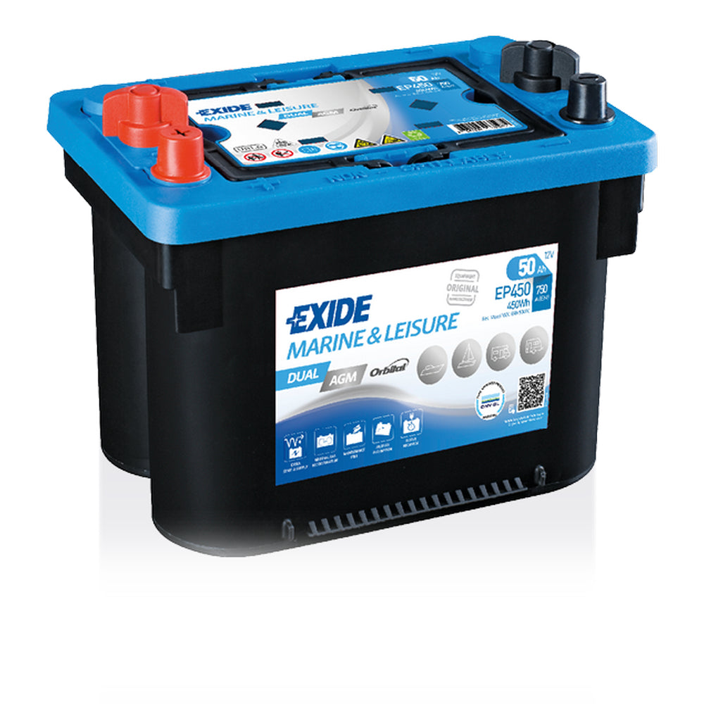 Exide Marine &amp; Multifit - Dual Orbital AGM Battery - 50Ah / 750CCA