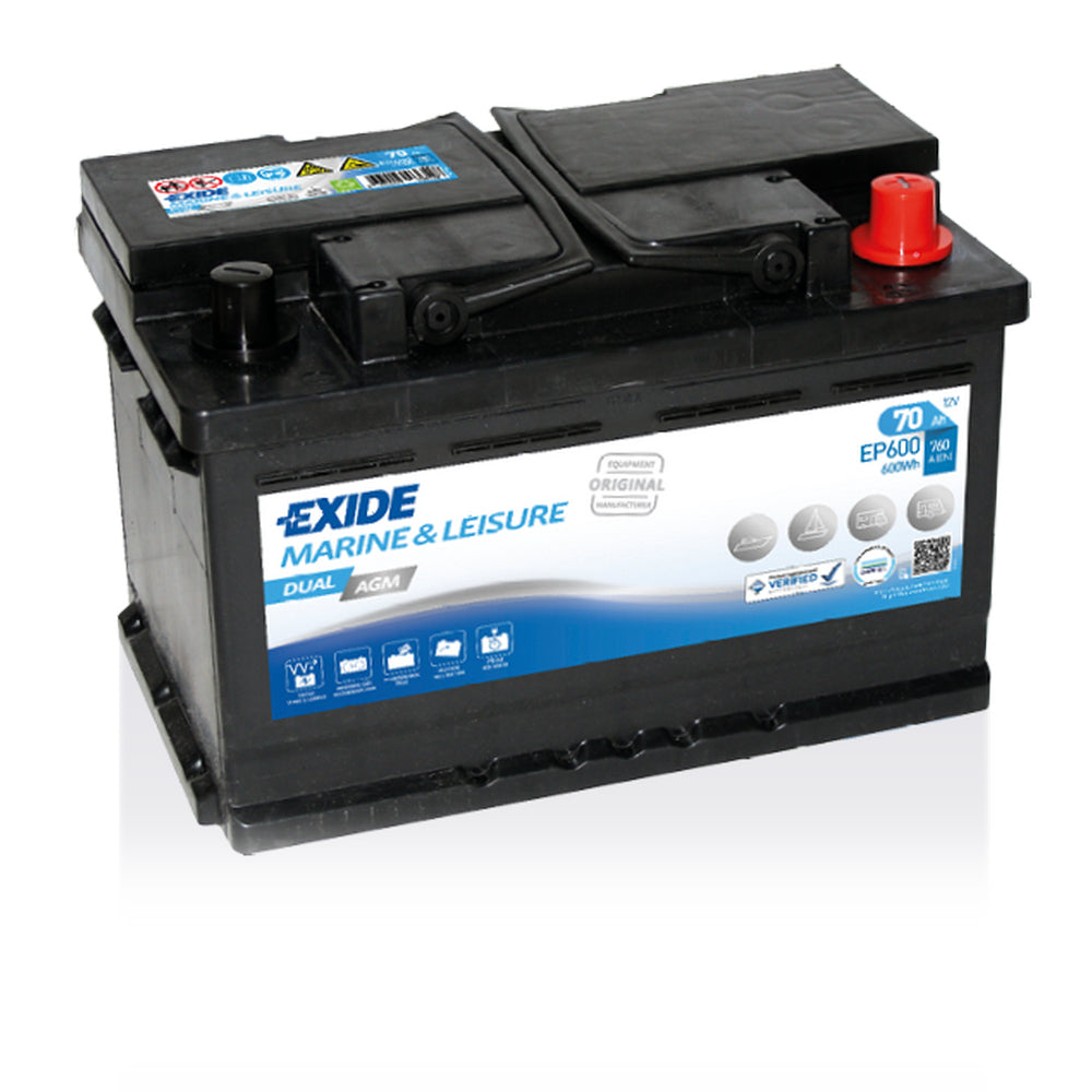 Exide Marine &amp; Multifit - Dual AGM Battery - 70Ah / 760CCA