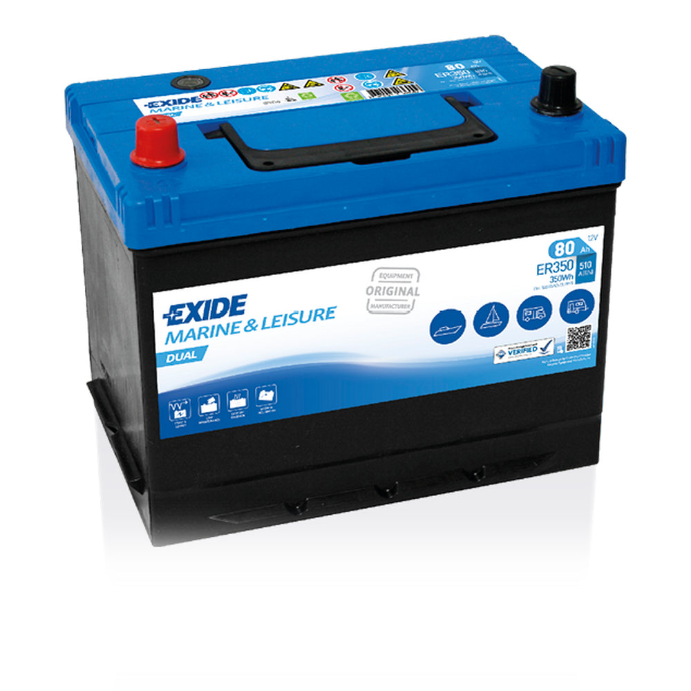 Exide Marine &amp; Multifit - Dual Flooded Battery - 80Ah / 510CCA