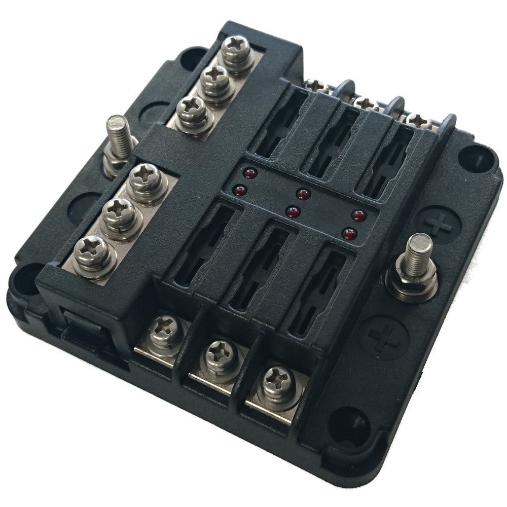 6 Way LED Fuse Box with Negative Bus