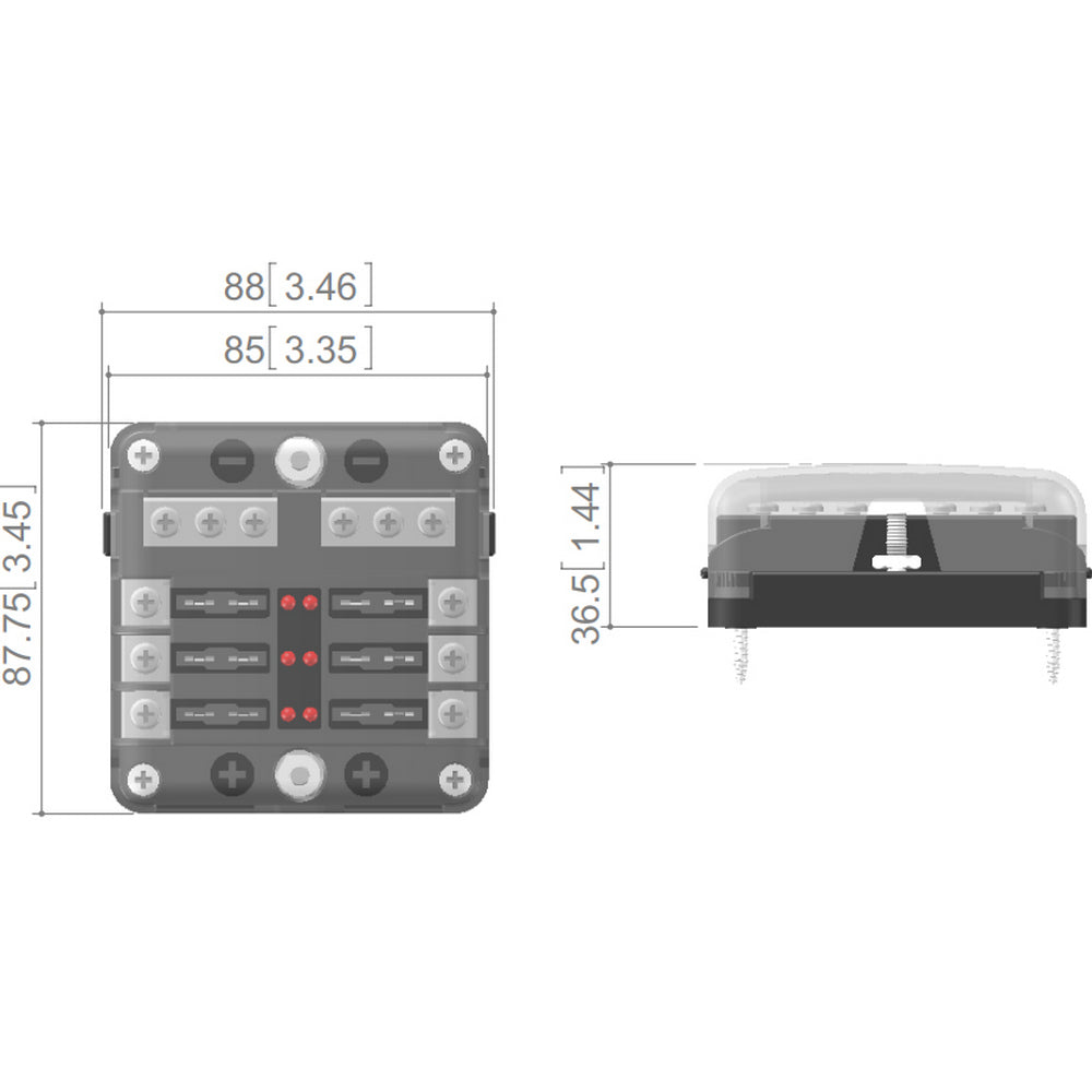 6 Way LED Fuse Box with Negative Bus