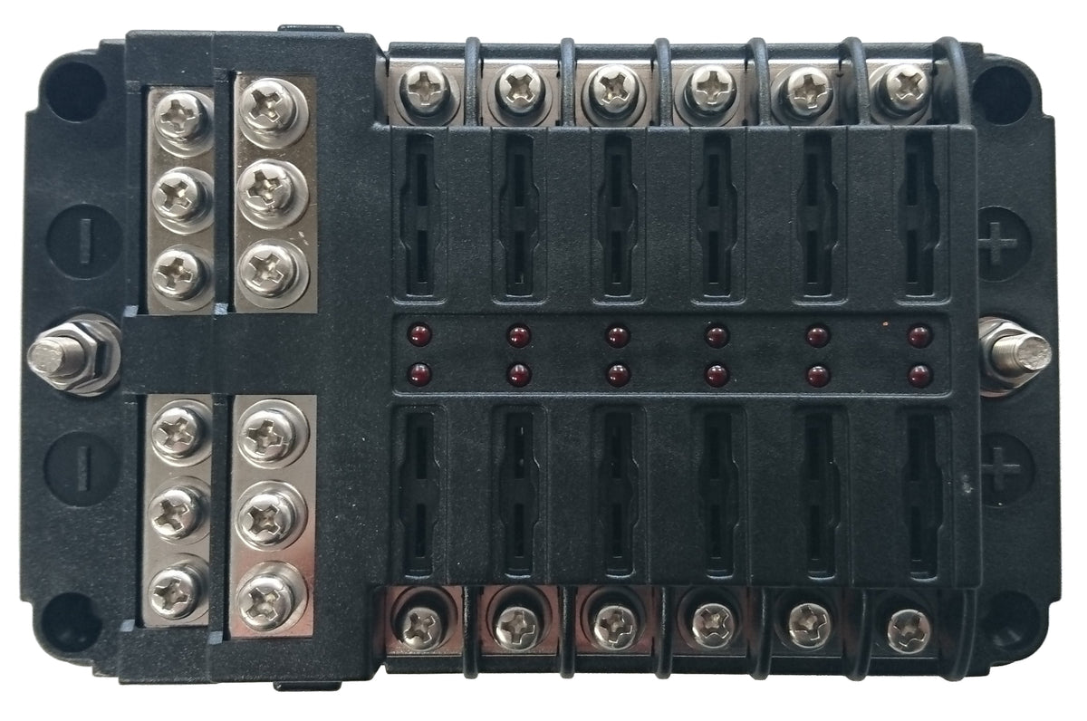 12 Way LED Fuse Box with Negative Bus