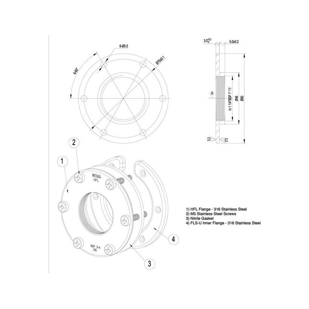 Wema Fuel Tank Stainless Steel Flange Kit