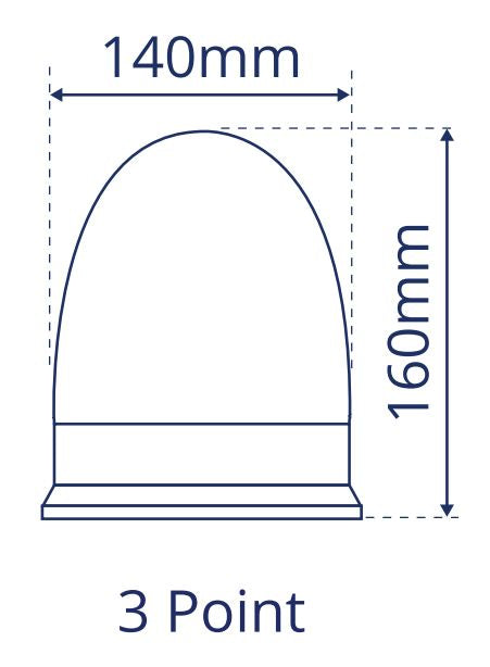 LMB Series Amber LED Beacon - 3 Bolt - 12/24V
