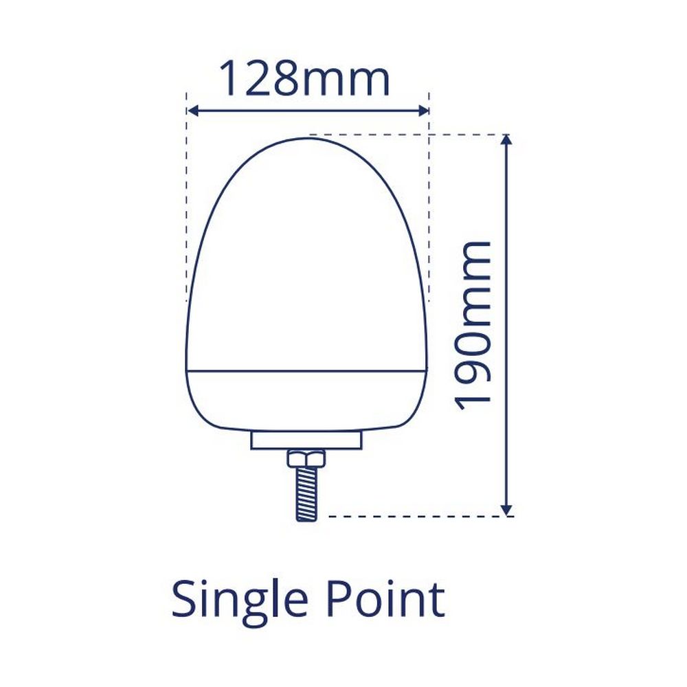 LMB Series Amber LED Beacon - Single Bolt - 12/24V