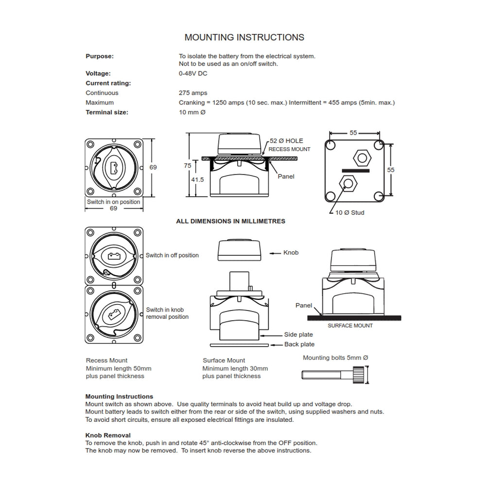 Mini Battery Selector Switch 200A