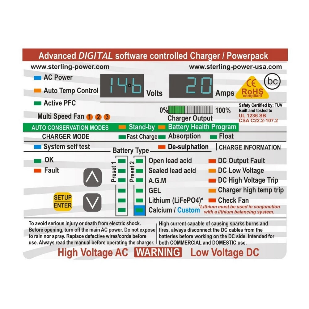 Sterling ProCharge ULTRA Battery Charger - 12V - 50A - 3 Outputs