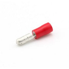 Red Insulated 4mm Male Bullet Terminal - Pack of 50
