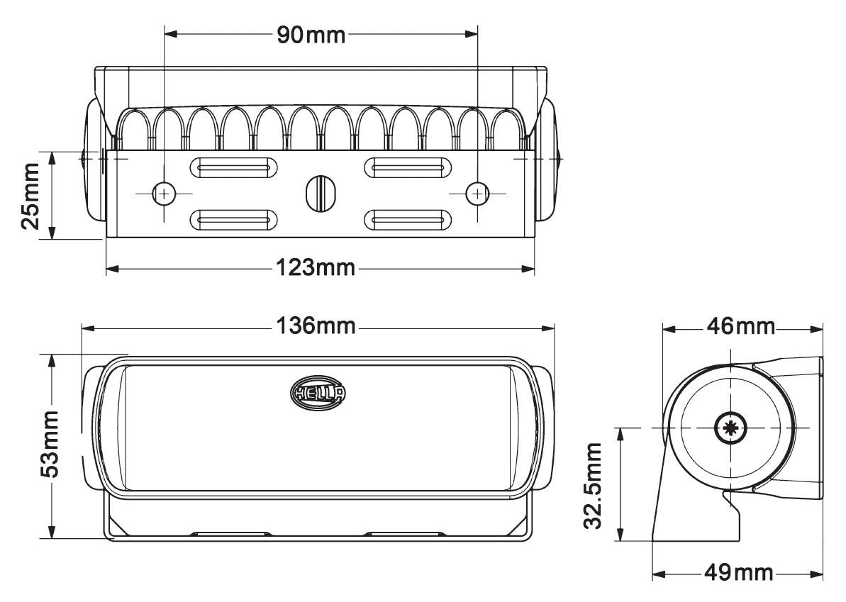 Hella Marine Sea Hawk-R Wide Spread LED Floodlight - Black Housing 9-33V