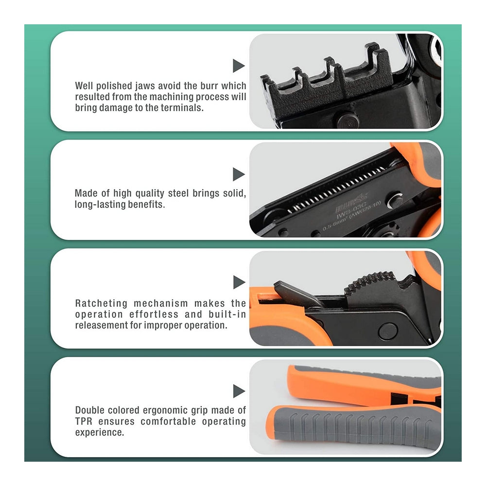 Ratchet Crimping Tool Set with Quick Change Die 8PC