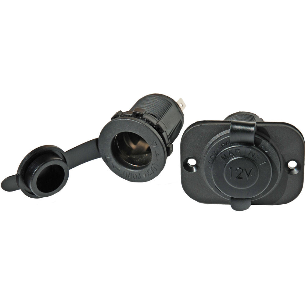 Panel Mount Cigar Power Socket &amp; Cover 12V, 16A