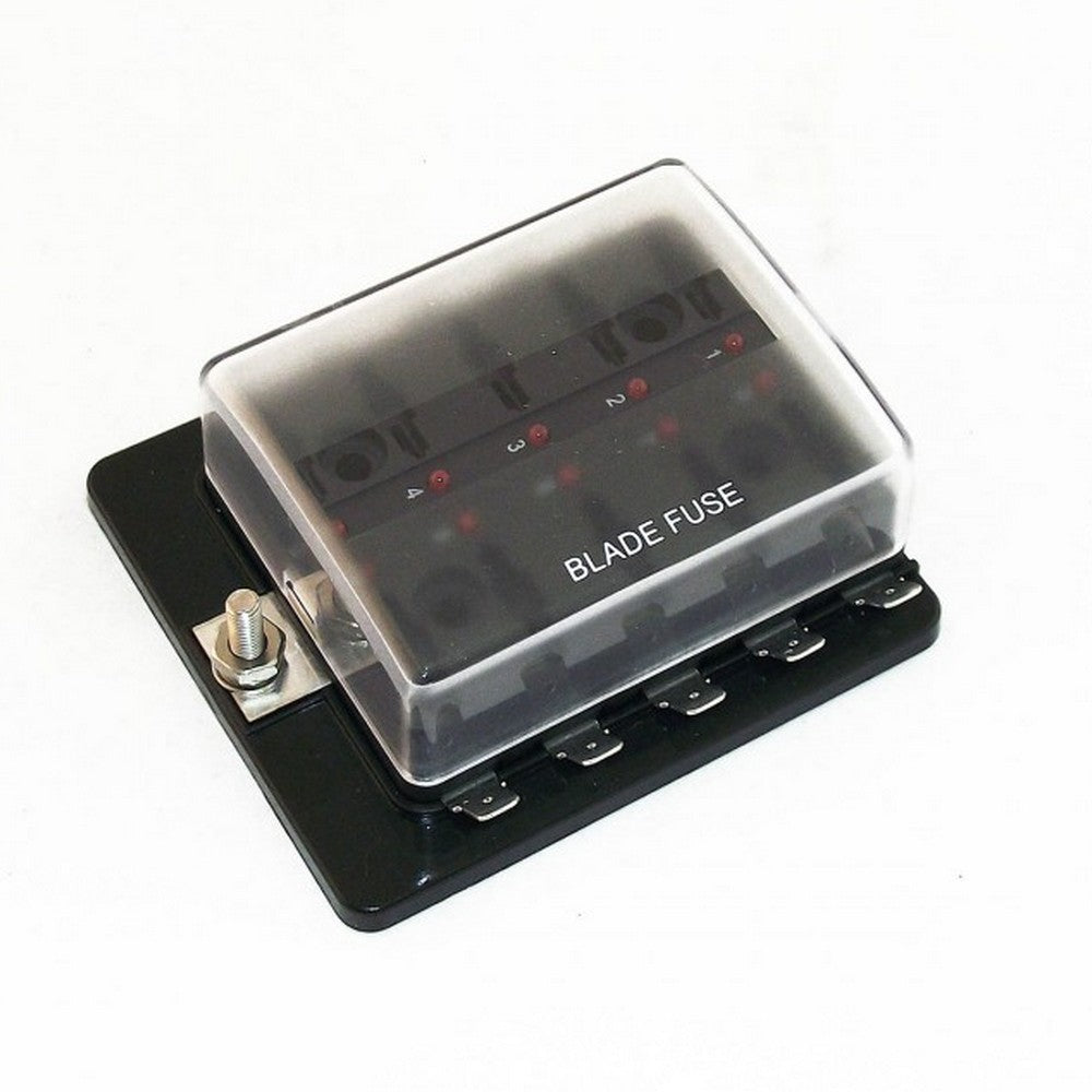10 Way Bridged Fuse Holder with LED Indicators and Cover
