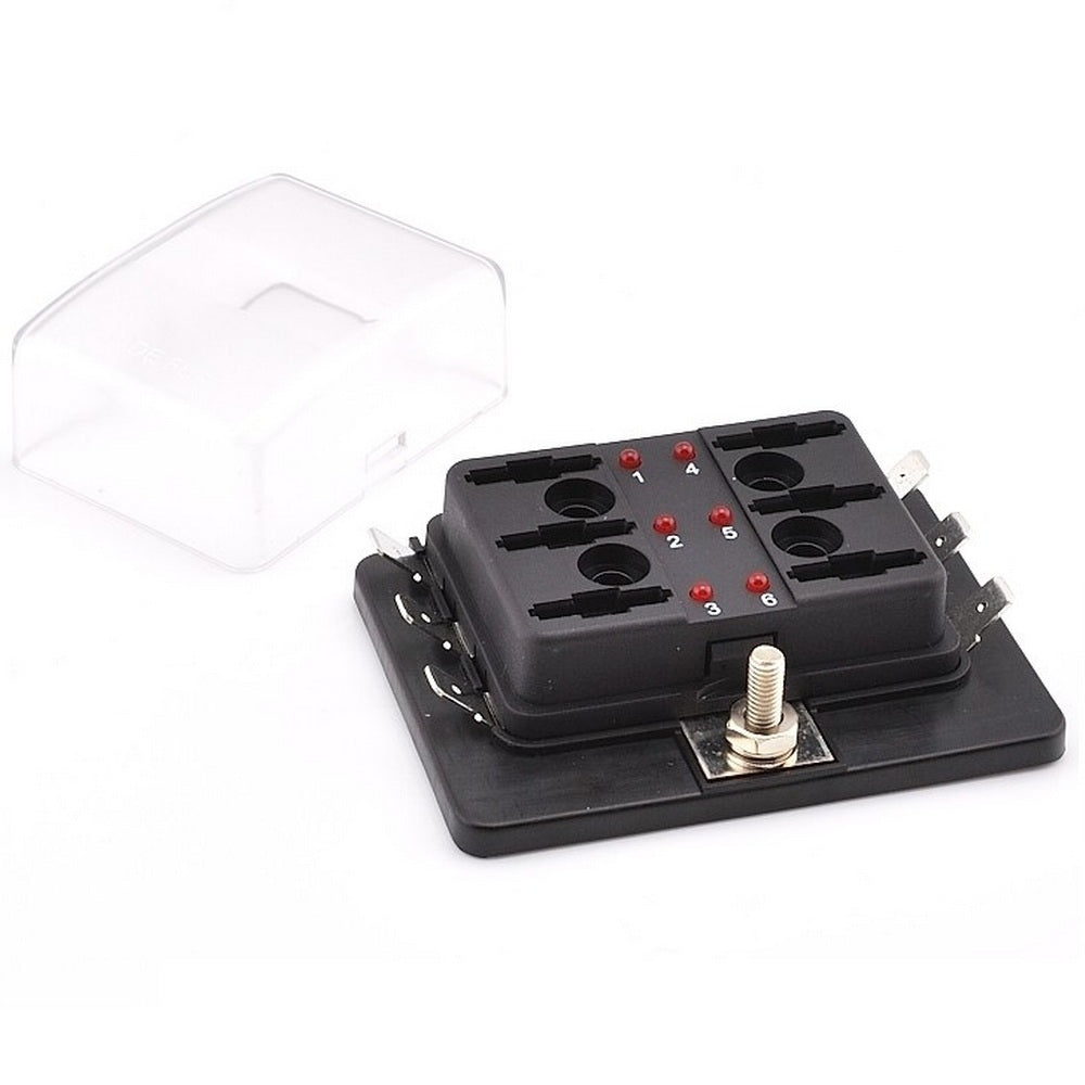 4 Way Bridged Fuse Holder with LED Indicators and Cover