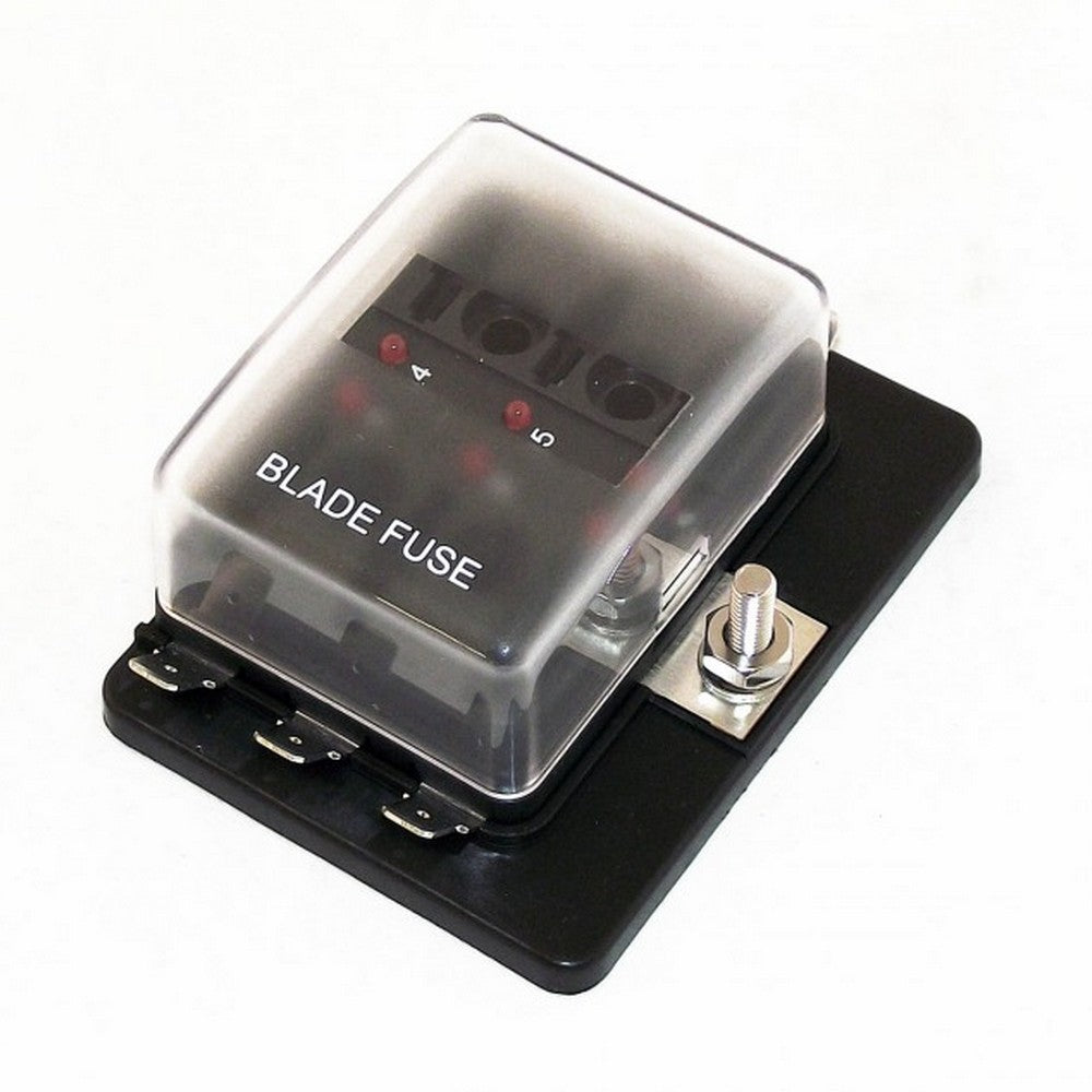 6 Way Bridged Fuse Holder with LED Indicators and Cover