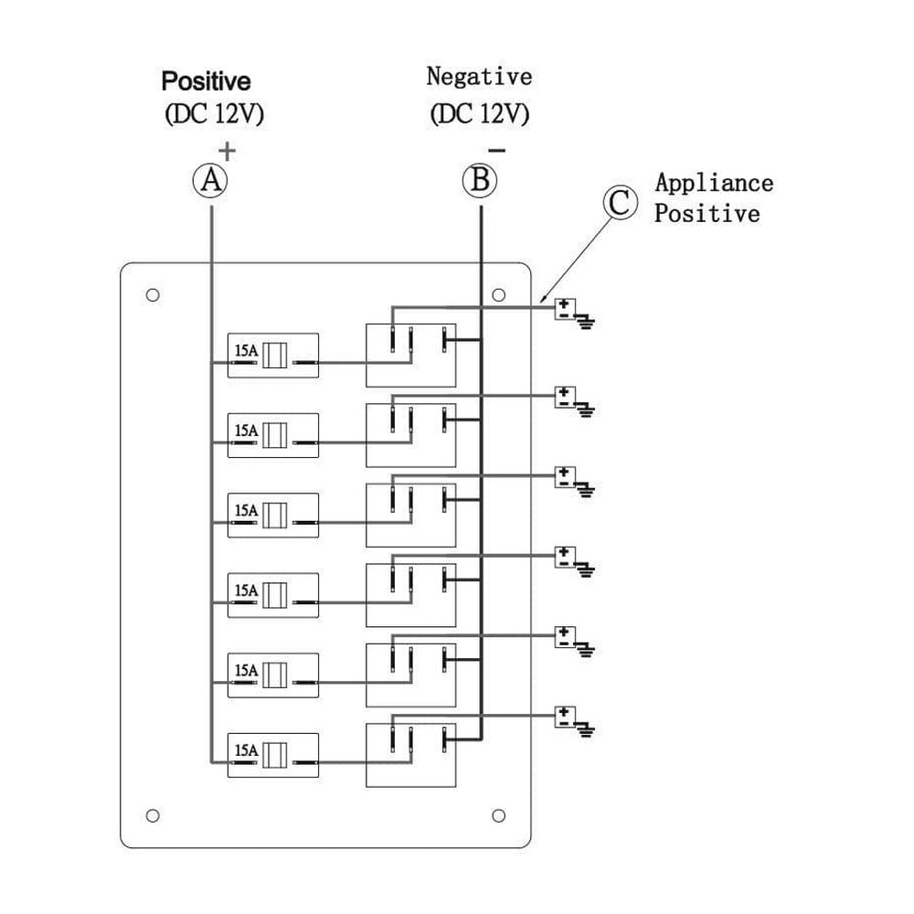 6 Way Waterproof Circuit Breaker Switch Panel